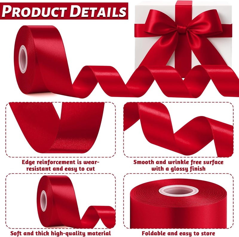 Fullive 1 1/2 Inch Ribbon for Gift Wrapping, 30Yards Wine Red Christmas Tree Ribbon, Polyester Ribbons for Flower Bouquet for Wedding Christmas Decoration DIY Bows Wrapping Bouquet Floral Arrangements - Image 3